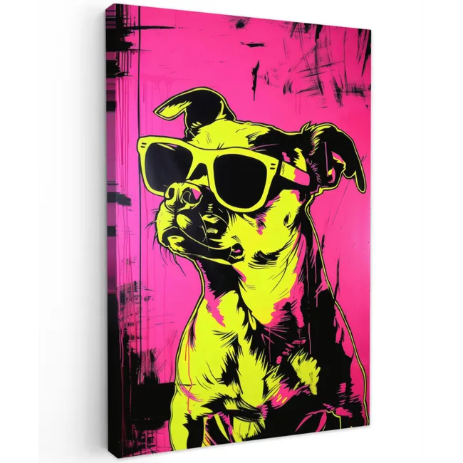 Hond - Zonnebril - Roze - Art canvas 2cm klein -z3d