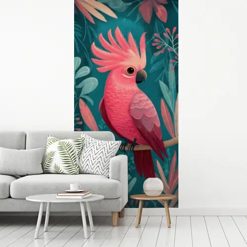 Kaketoe - Tropische bladeren - Tak fotobehang vinyl groot -woonkamer