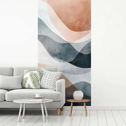 Abstract - Golven - Blauw fotobehang vinyl groot -woonkamer