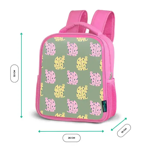 Pastel - Katten - Vlekjes - Groen Kinderrugzak - Roze middel 863 -productfoto_formaten