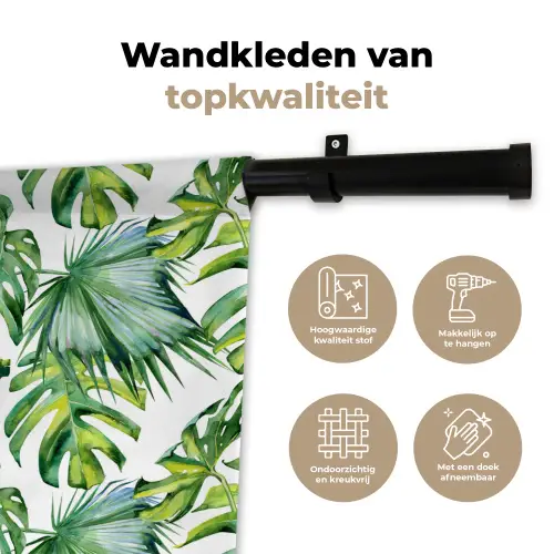 Bladeren - Monstera - Tropical - Jungle Wandkleed katoen klein -sfeer2