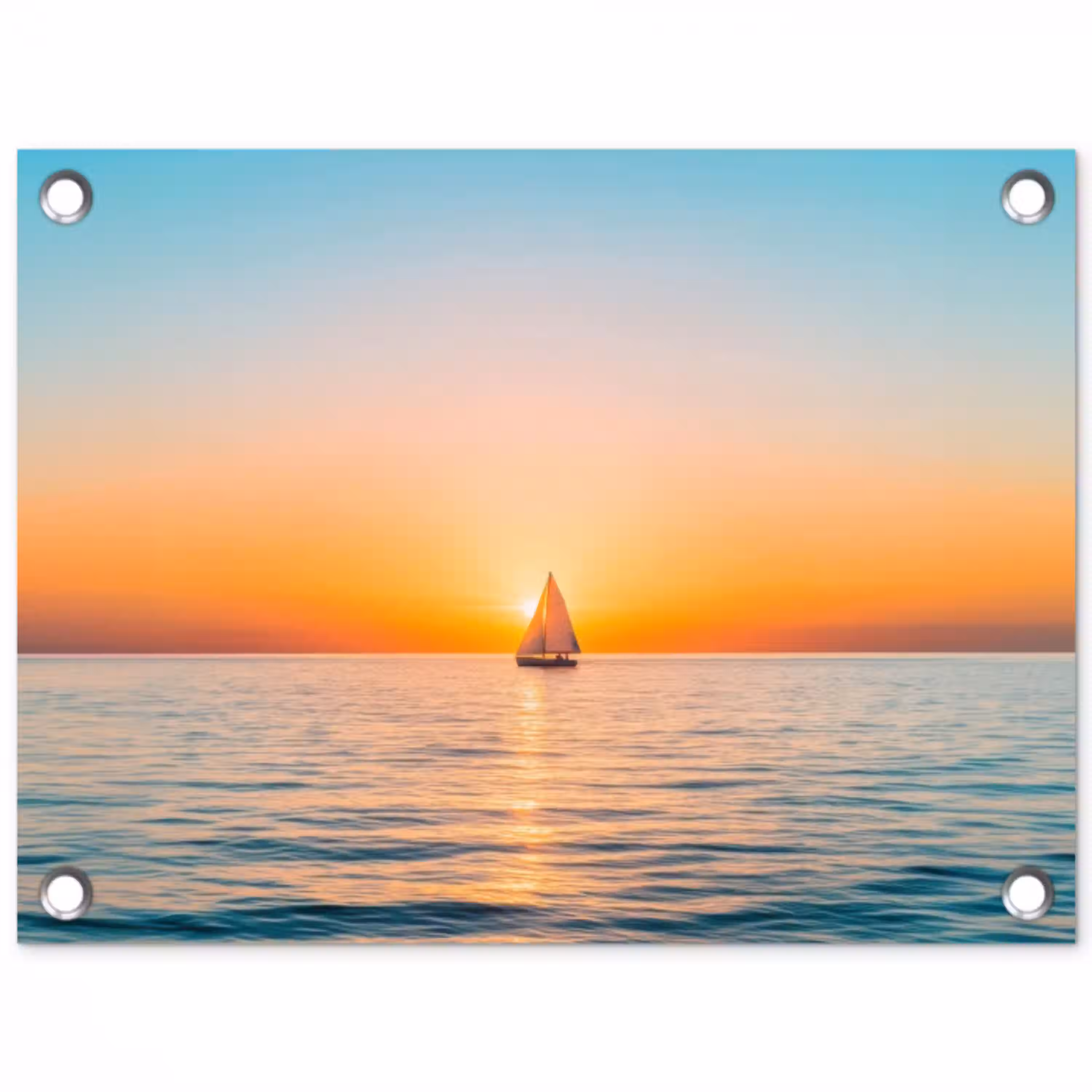 Zee - Zeilboot - Zonsondergang tuinposter los doek klein -3d
