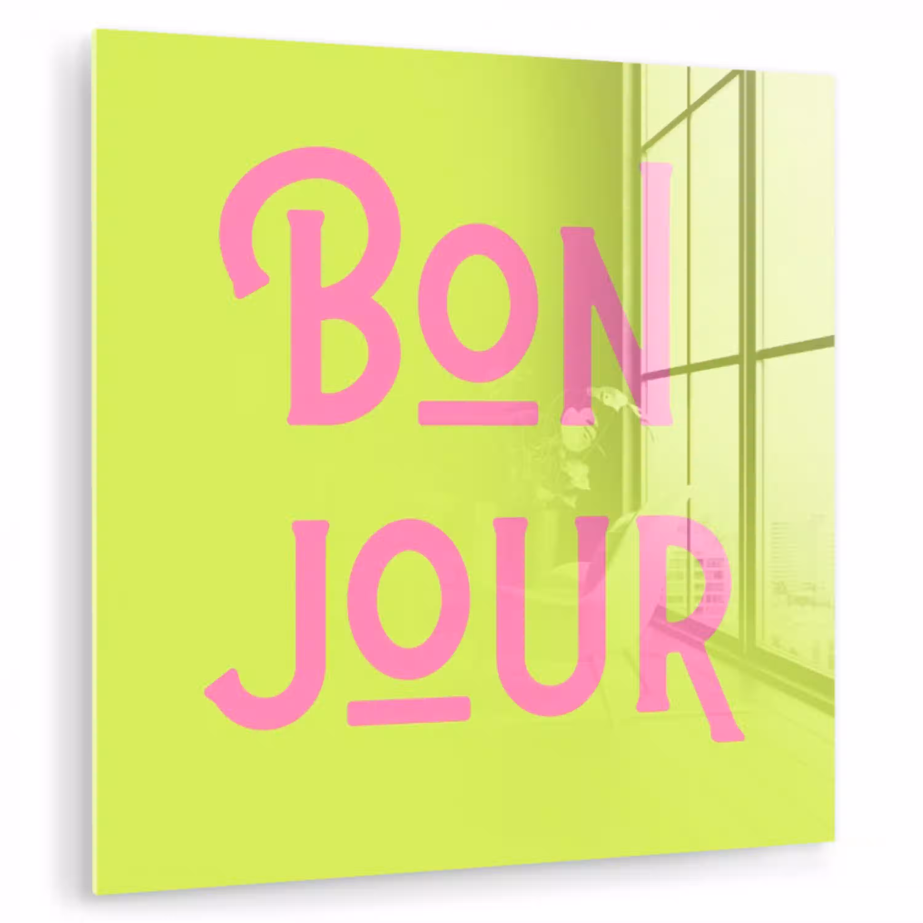 Groen - Roze bonjour - art-deco plexiglas 5mm klein -zzzproduct_nieuw