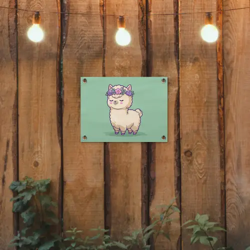 Alpaca - Groen - Bloemendiadeem tuinposter los doek klein -sfeer1