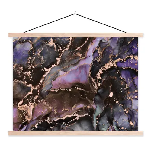 Marmer - Goud - Roze textielposter latten blank klein -3d