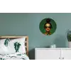 Vrouw - Groen - Modern - Bril - Abstract Wandcirkel aluminium klein -slaapkamer