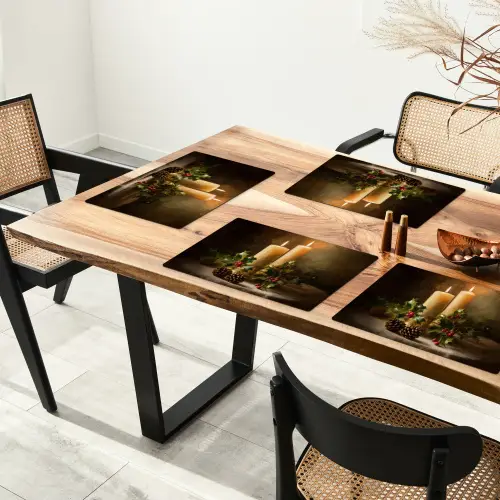 Kaarslicht - Kerst - Veelkleurig Placemat vinyl groot -zzsfeer4_Kitchenyeah-website