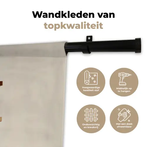 Plankjes - Boeken - Vaasjes - Planten Wandkleed katoen klein -sfeer2