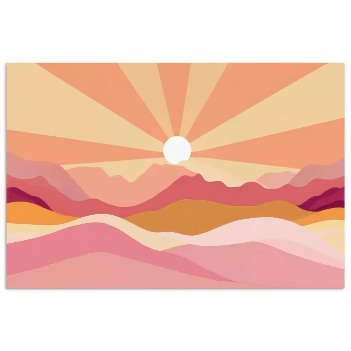 Bergen - Abstract - Zonnestralen - Roze poster papier klein -3d