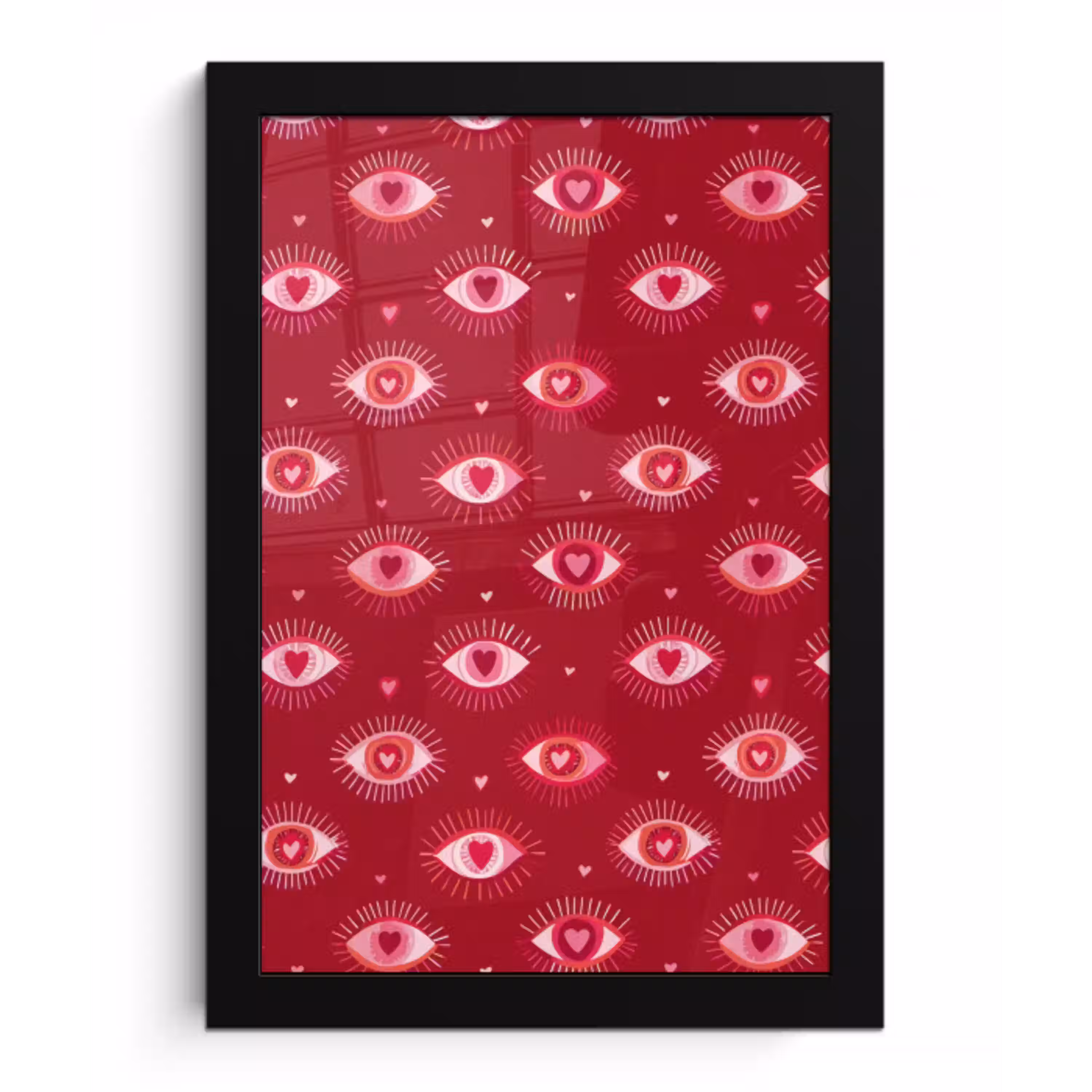 Ogen - Patroon - Roze - Donkerrood fotolijst zwart zonder passe partout klein 224 -3d