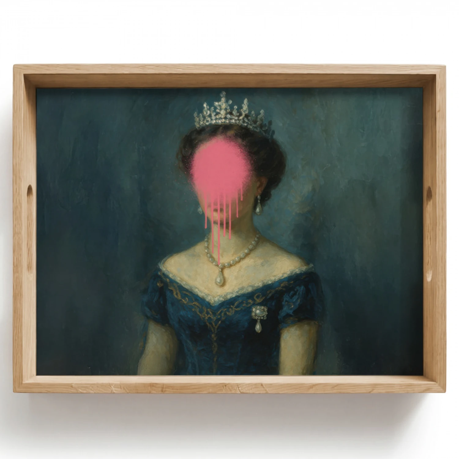 Kroon - Roze druipend verf - Portret Dienblad Rechthoek middel -z3d_shopping