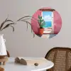 Zee - Roze - Cactus Wandcirkel behangsticker klein -sfeer3