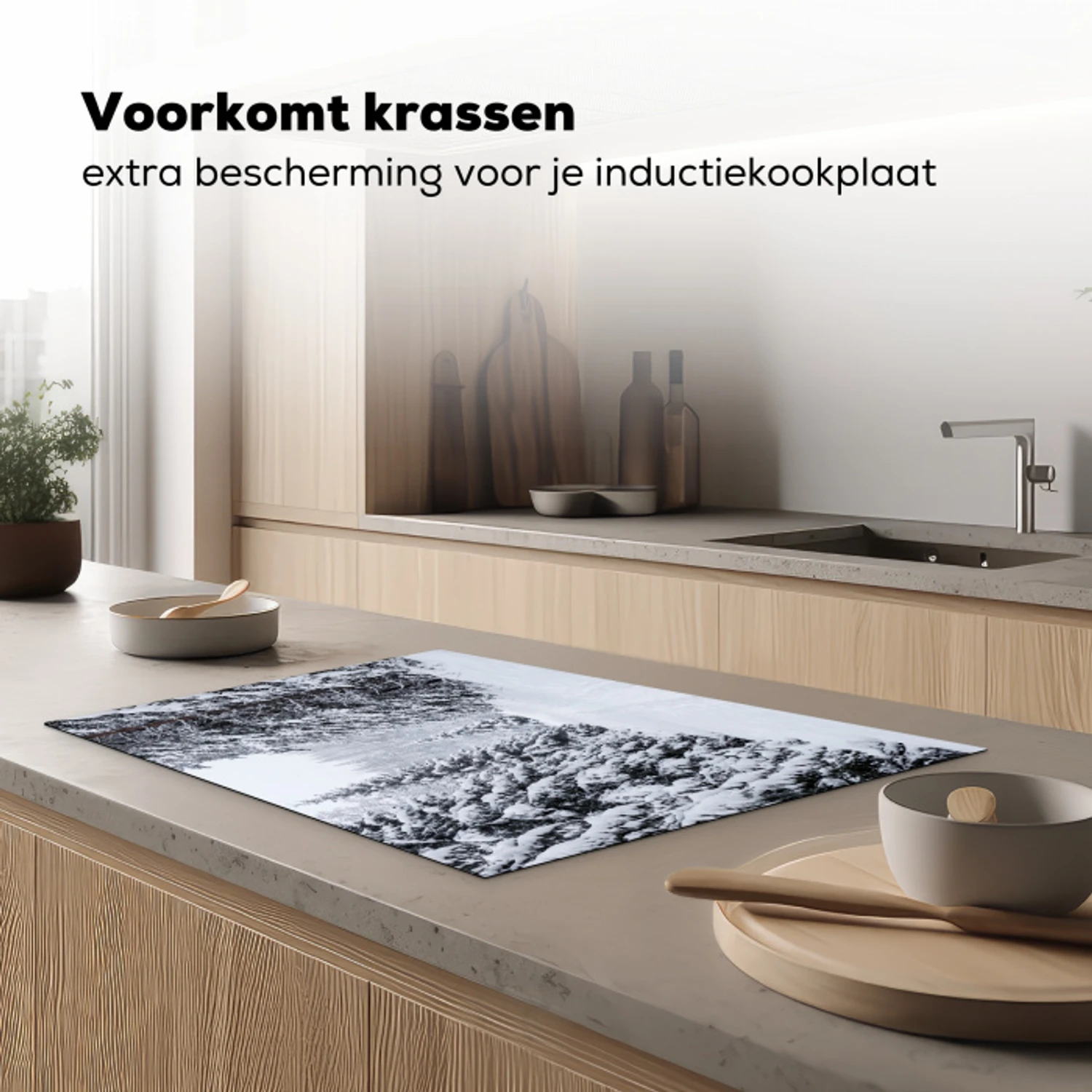Bos - Winter - Sneeuw - Pad - Natuur Inductie beschermer vinyl 3mm klein -sfeer1