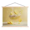 Citroen - Taart - Eten - Geel textielposter latten blank klein -3d