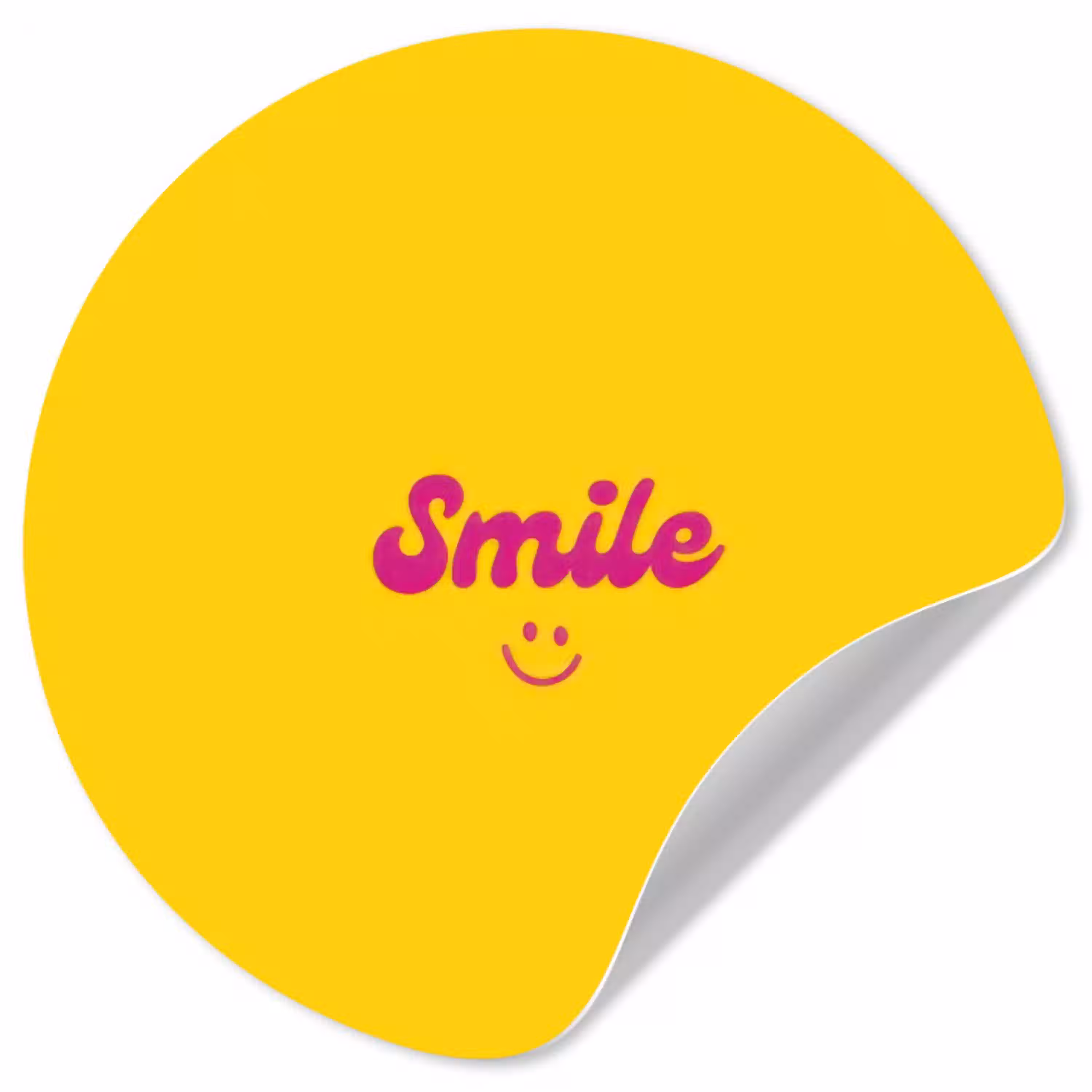 Smile - Geel - Roze Wandcirkel behangsticker klein -3d
