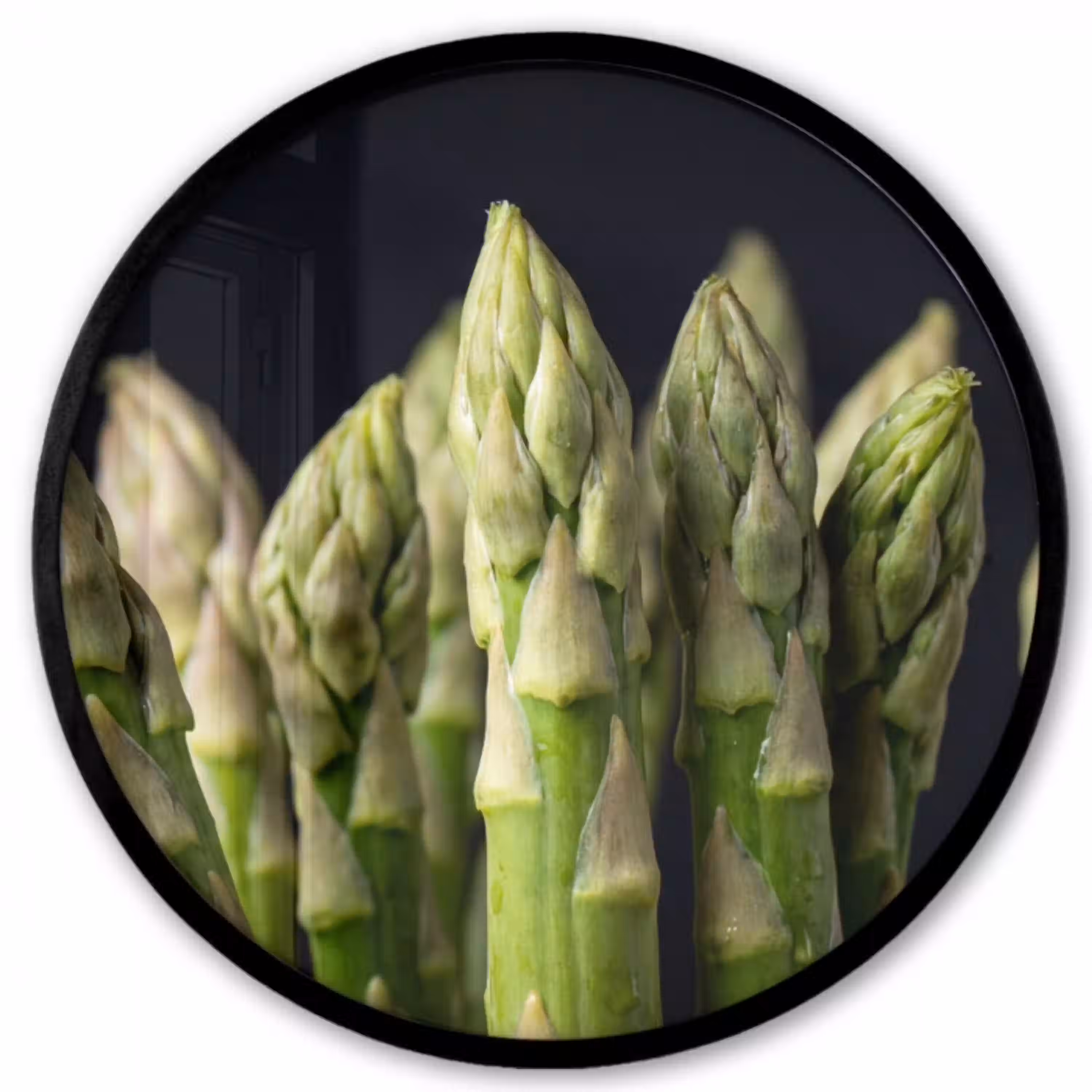 Asperges - Groen - Zwart Fotolijst rond zonder passe partout klein -3d