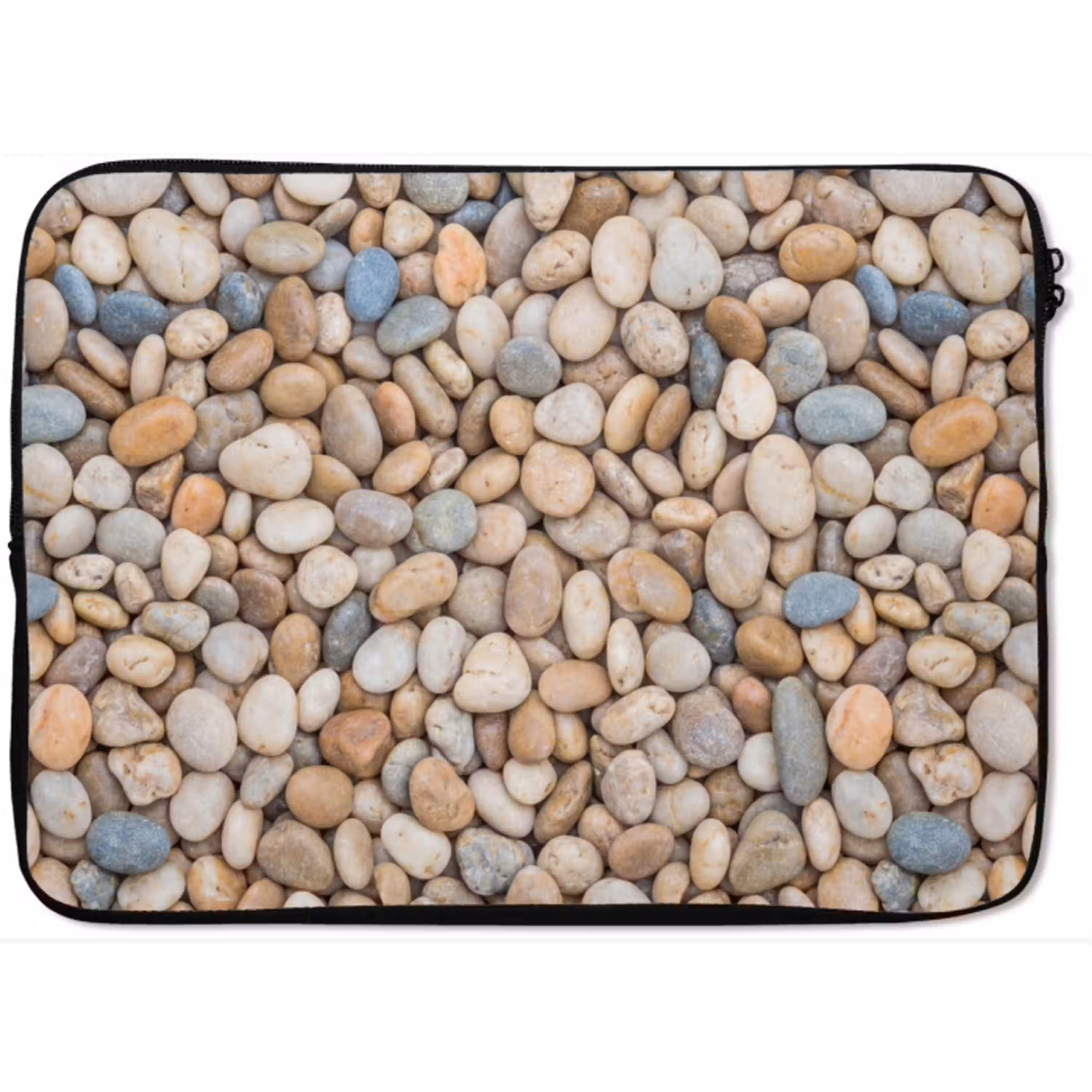 Kiezelstenen - Natuur - Textuur - Beige - Grijs laptophoes neopreen klein -zkaufland3dotto