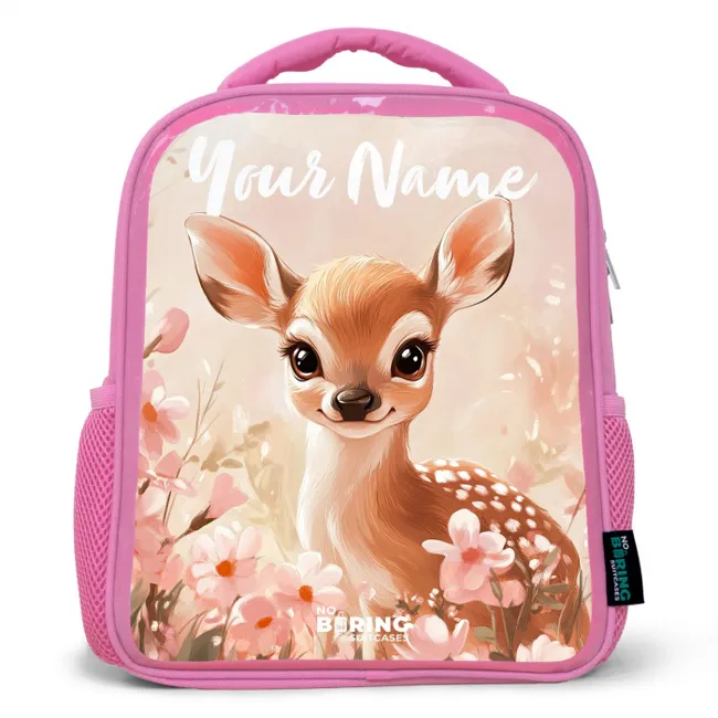 Kids' Backpacks with name Pink -. Deer - Flowers - Dots - Pink