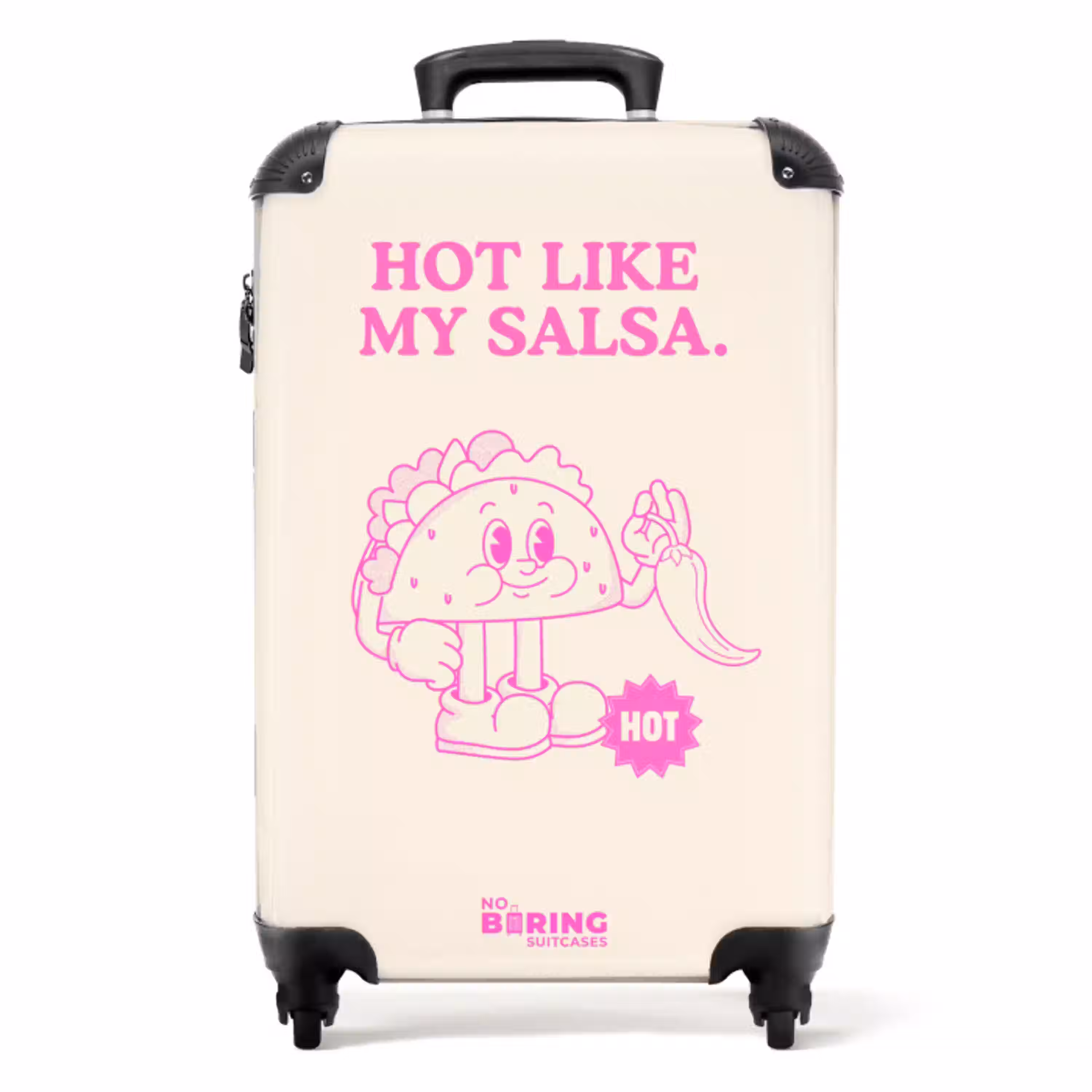 Taco - Roze - Wit NBS - Handbagage koffer - Volwassenen Unisex middel -productfoto_recht
