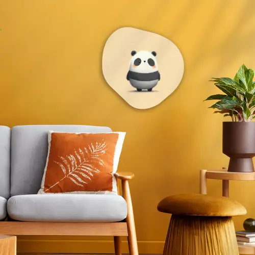 Panda - Beige - Minimalistisch Wandcirkel Organisch Forex 3mm klein -sfeer4