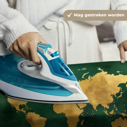 Wereldkaart - Groen - Goud Wandkleed katoen klein -sfeer9