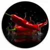 Peper - Rood - Zwart - Water - Groente KitchenYeah - Keuken - Wandcirkel Forex klein -3d