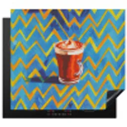 Mok - Koffie - Zigzag - Slagroom Inductie beschermer vinyl 3mm middel -3d