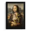 Mona Lisa - Kat - Leonardo da Vinci - Vintage - Kunstwerk - Oude meesters - Schilderij fotolijst zwart zonder passe partout klein -3d