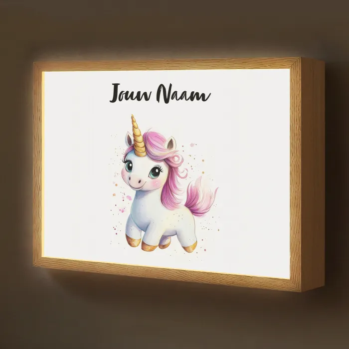 Eenhoorn - Roze - Magie Light Box met batterij (Wandlamp kind) middel -z3d_website