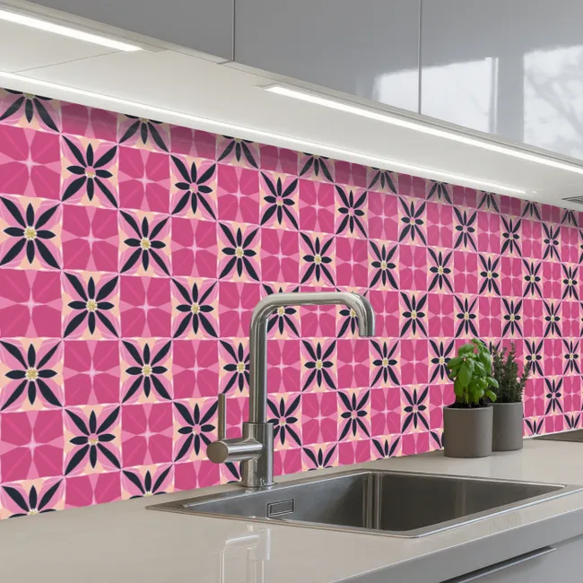 Kitchen splashback - Pattern - Floral pattern - Multicolored