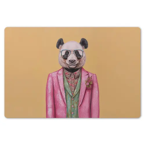 Panda - Pak - Zonnebril - Blauw Placemat vinyl groot -zzsfeer1_Kitchenyeah-website