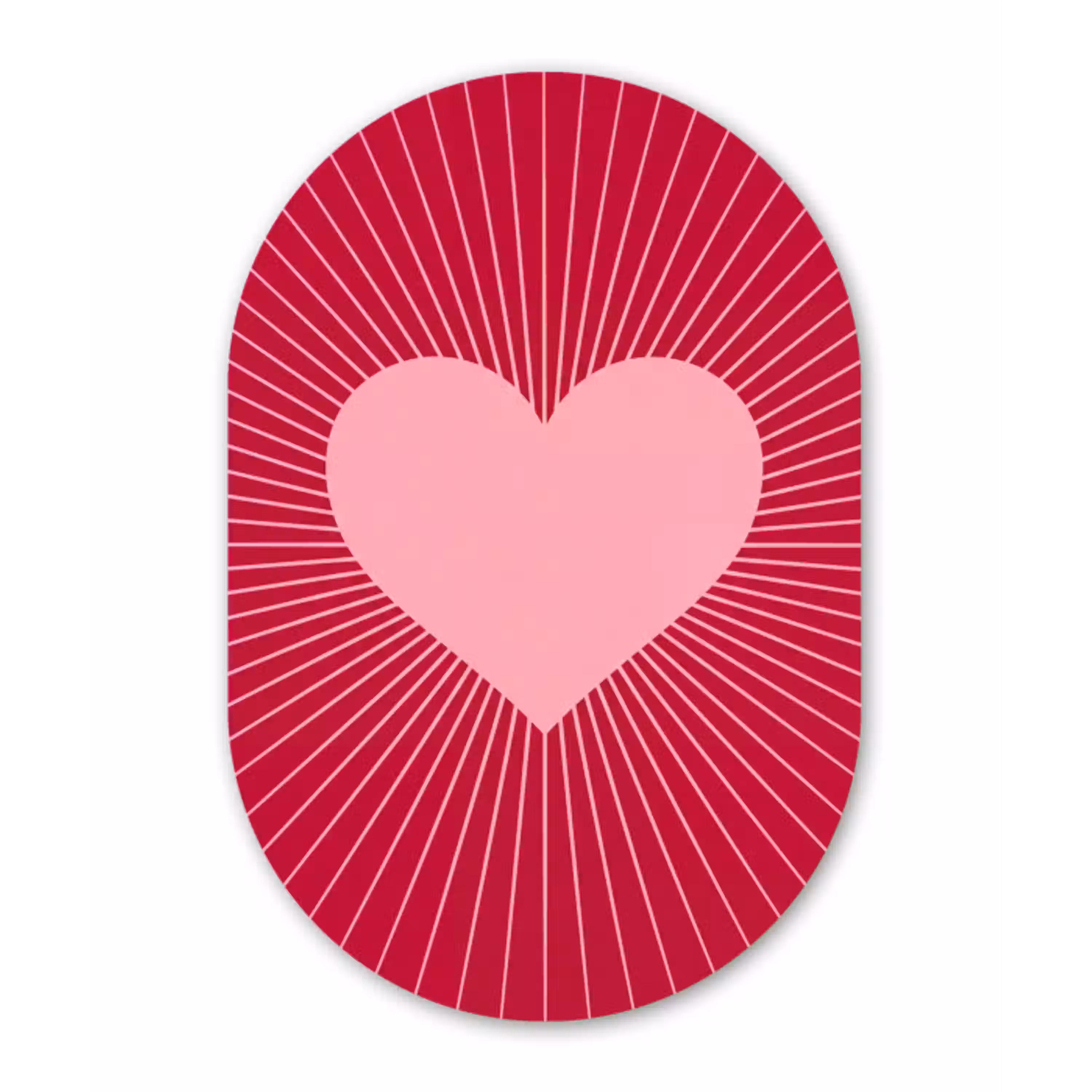 Hart - Stralen - Liefde - Abstract - Roze Wandcirkel Ovaal Aluminium middel -3d