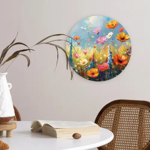 Bloemen - Natuur - Botanisch - Kunst Wandcirkel kunststof plaat 5mm dik klein -sfeer4