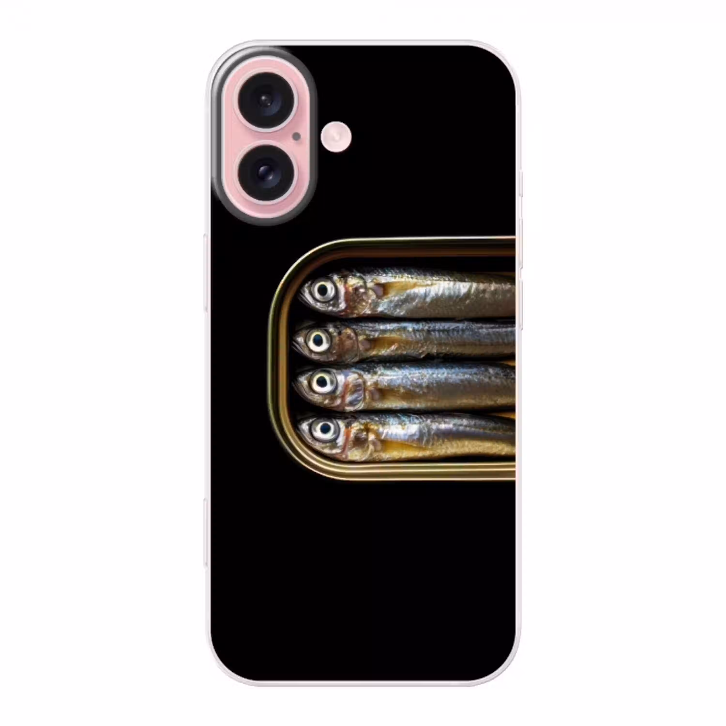 Sardines - Blik - Zwart - Vissen Apple iPhone 16 klein -3d