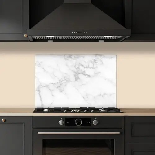 Marmer - Grijs - Wit - Marmerstructuur keuken achterwand spatscherm klein -sfeer1