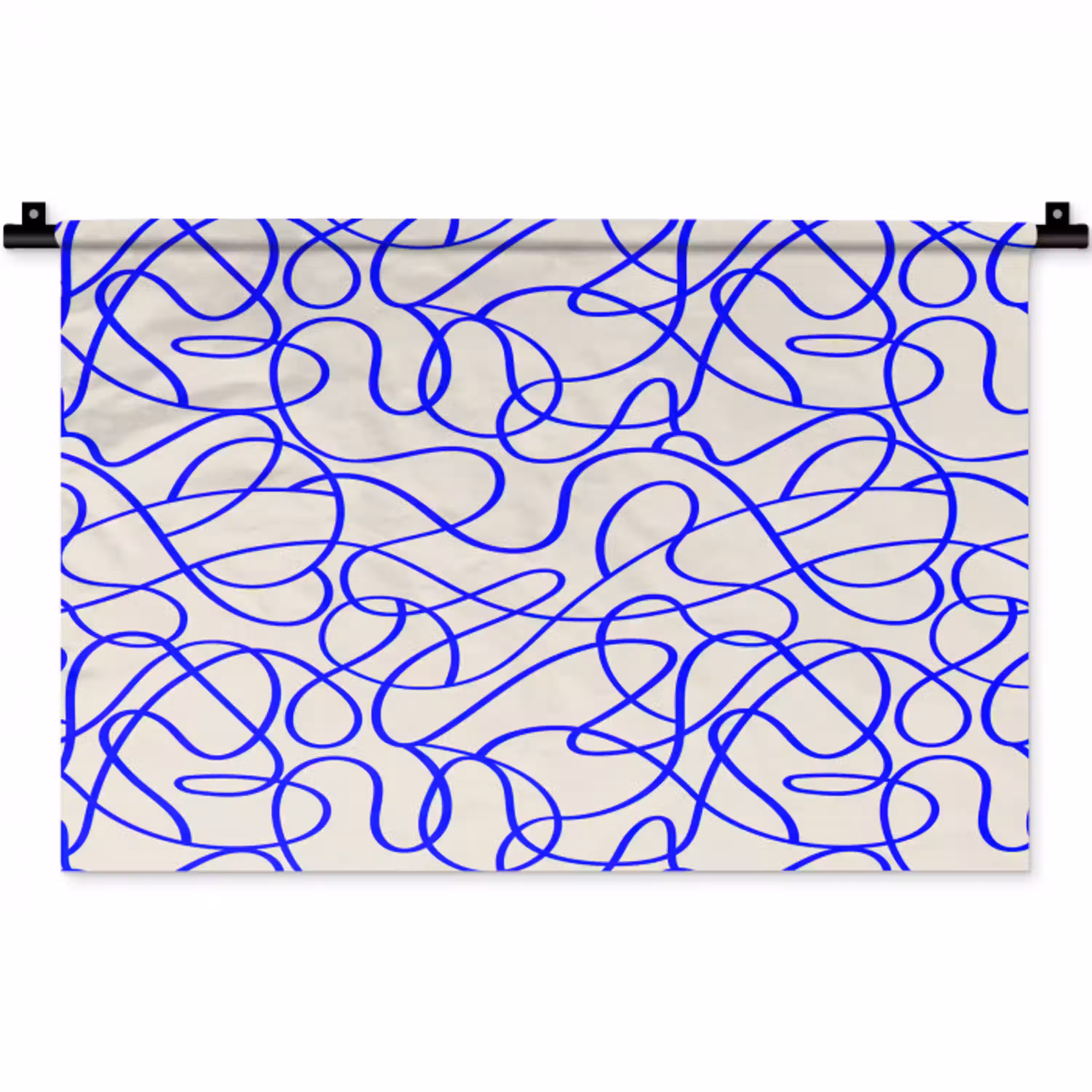 Patronen - Beige - Blauw - Lijnen Wandkleed katoen klein 269 -zz3d