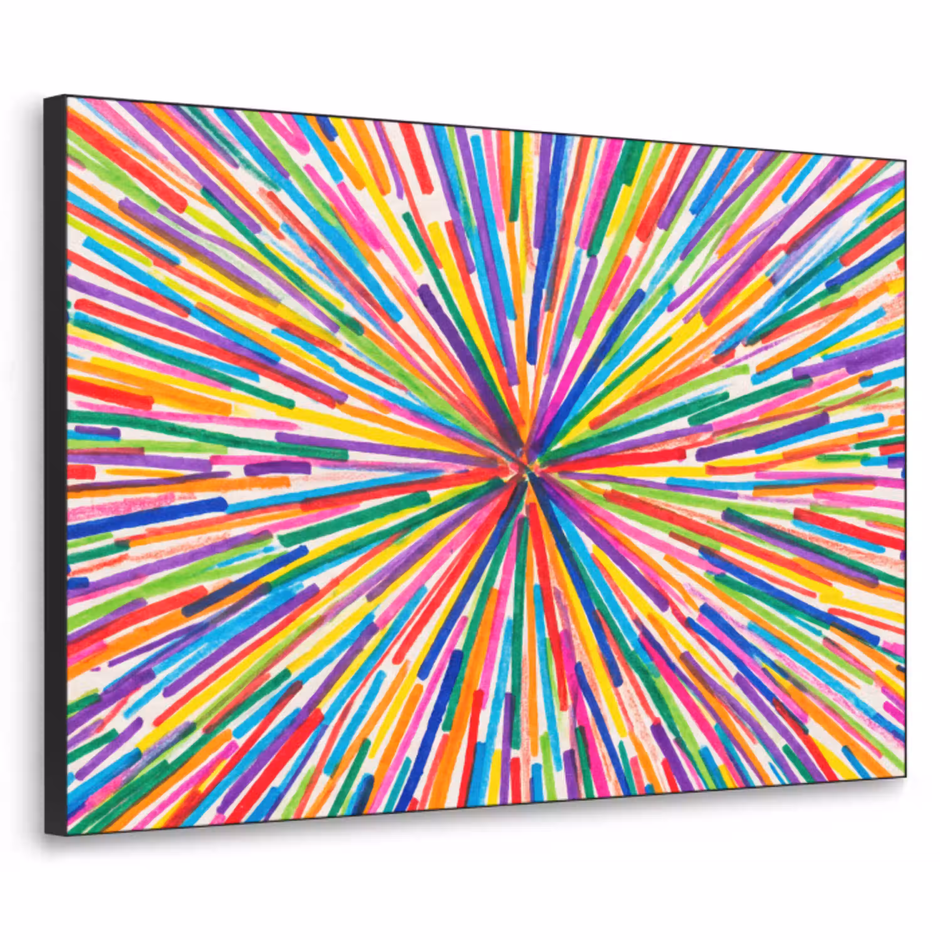 Lijnen - Kleurrijk - Abstract Textielframe zwart klein -3d