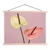 Bloemen - Anthuriums - Geel - Roze textielposter latten blank klein -3d