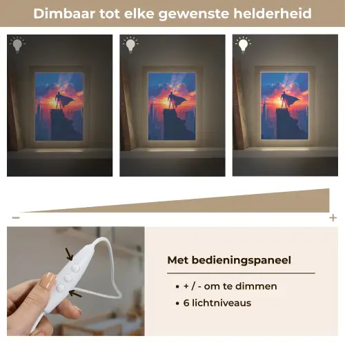 Superheld - Stad - Jongens - Kleurrijk - Zon Light Box met kabel klein -USP_dimbaarNL