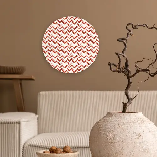 Strepen - Rood - Wit - Patroon Wandcirkel plexiglas klein 852 -sfeer1