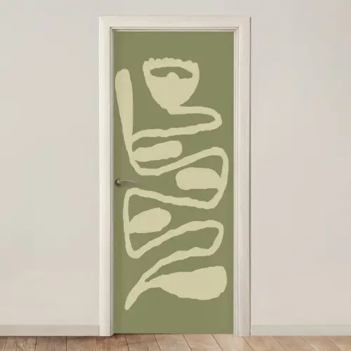 Groen - Abstracte kunst - Modern deurposter klein -3d_beige