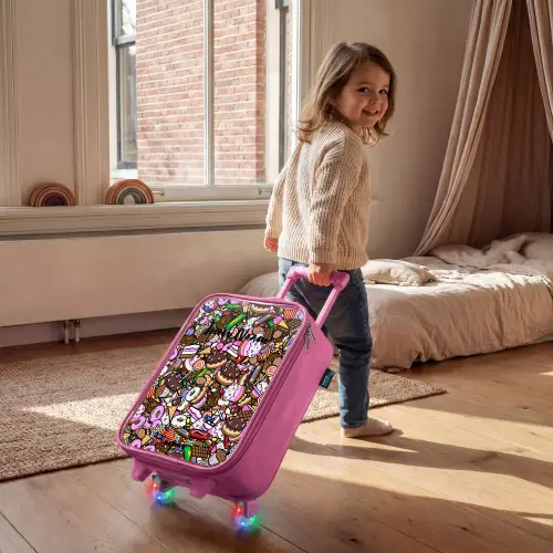 Overvol patroon met lekkernijen Kinderkoffer - Roze klein -sfeer1