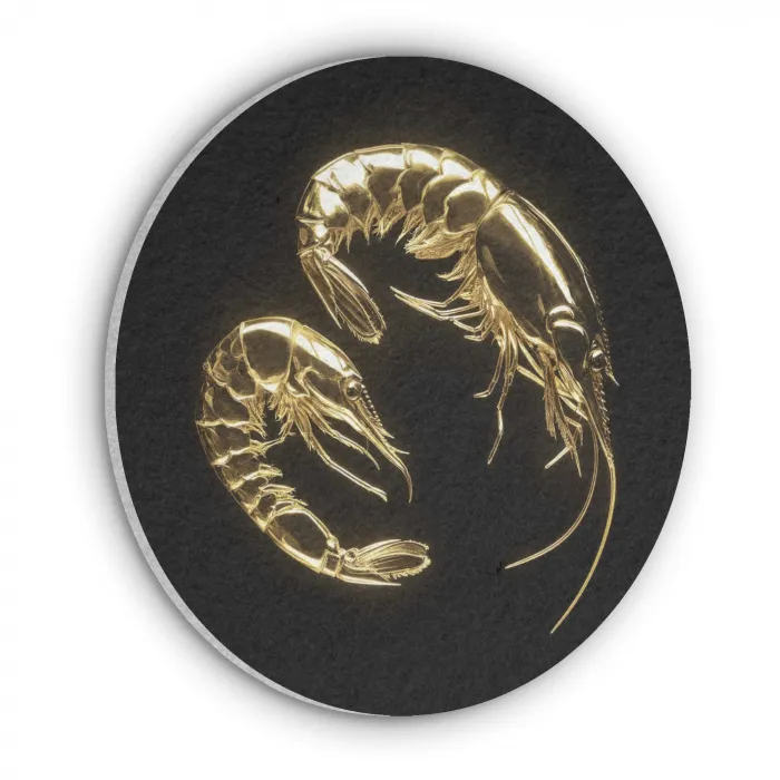 Garnalen - Zwart - Goud - Dieren Akoestische PET Vilt - Rond klein -3d