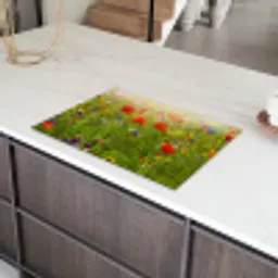 Lente - Bloemen - Rood - Klaproos - Gras - Groen Inductie beschermer vinyl 3mm klein -sfeer8