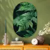 Varenblad - Groen - Structuur - Wazig Wandcirkel Ovaal Glas middel -sfeer2