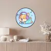 Corgi - Koptelefoon - Blauw - Muzieknoten Fotolijst rond zonder passe partout klein -sfeer3