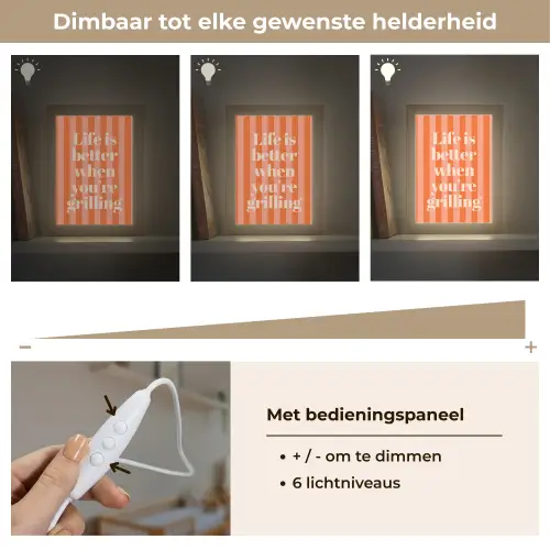 Tekst - Gestreept - Oranje - Zomer Light Box met kabel (Wandlamp) klein -USP_dimbaarNL