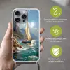 Zeilschip - Zee - Rotsen - Wolken Hoesje iPhone 16 Pro Max met koord klein -sfeer2_NL