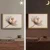 Bloem - Beige - Crème Light Box met batterij (Wandlamp) middel -sfeer3