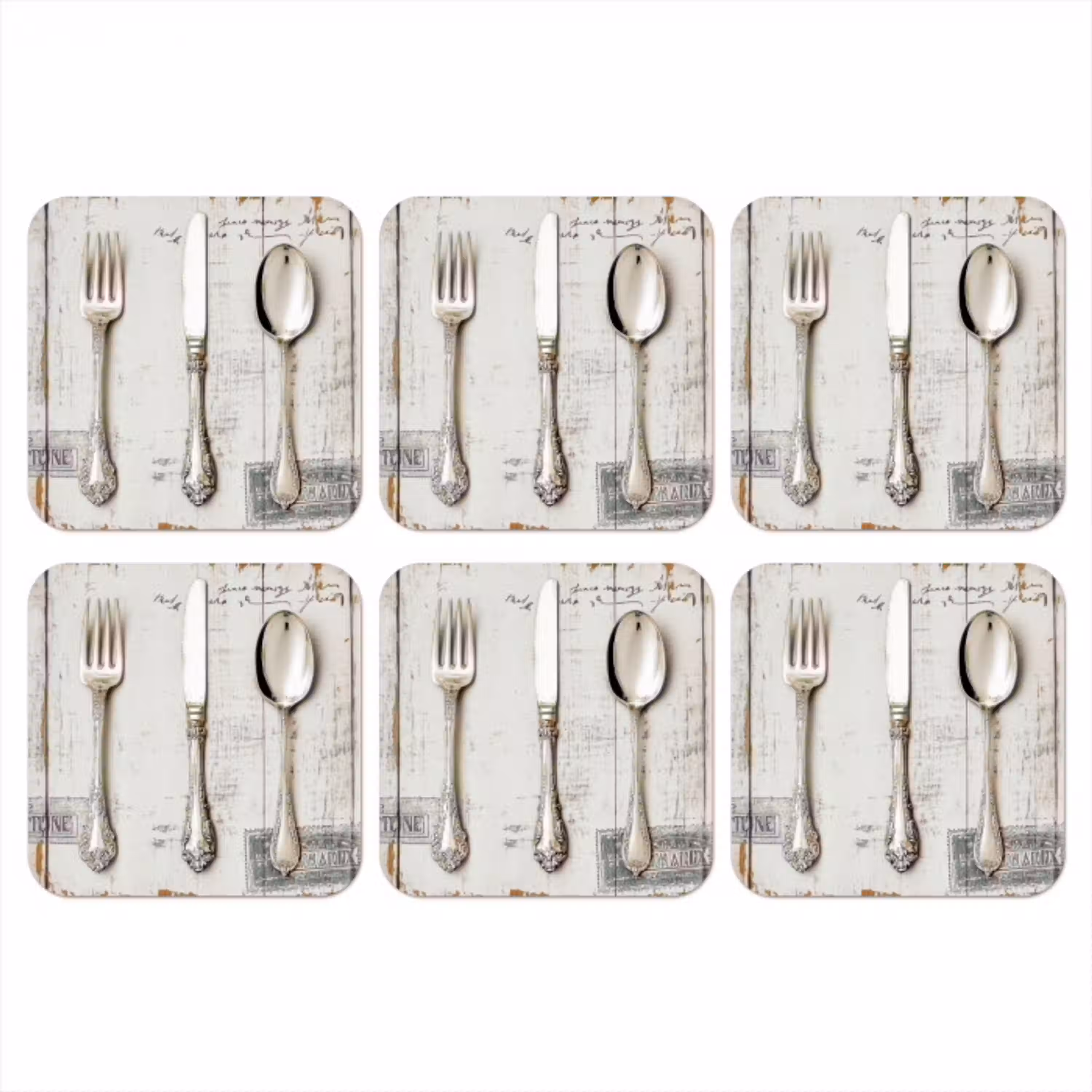 Zilver - Bestek - Hout onderzetter kurk middel -3d